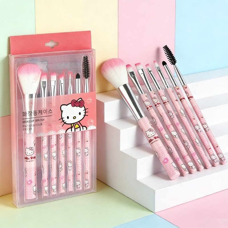 Beauty Makeup Edit - 7Pcs Hello Kitty Makeup Brush Set