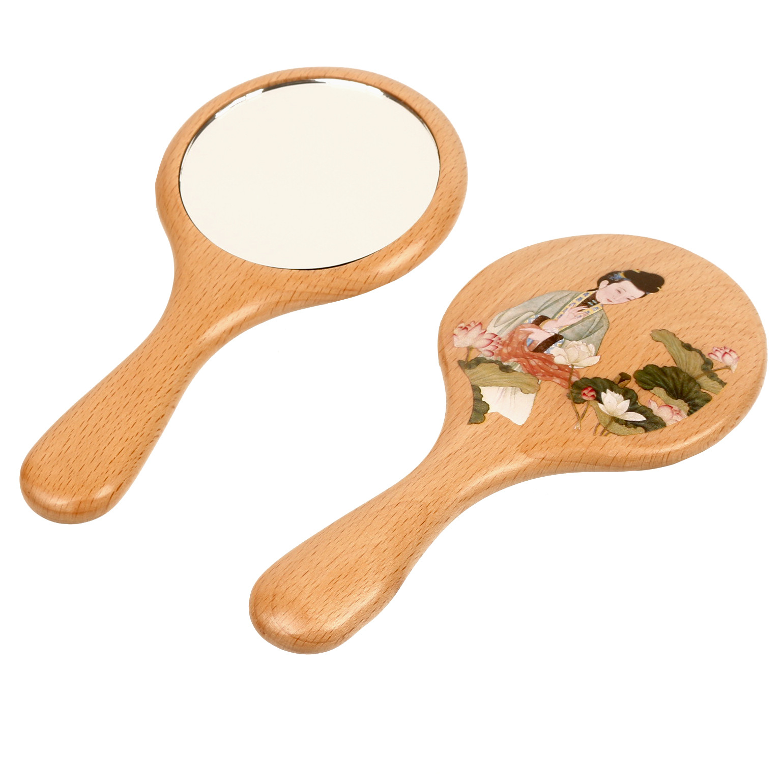 Beauty Makeup Pictures - Beech Wood Handle Mirror, Ancient Beauty