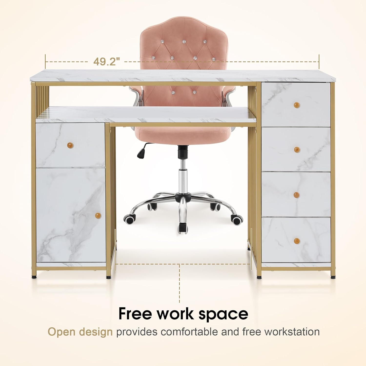 Nail Desk with Storage Cabinet - Beauty Makeup Table ulasan dan harga