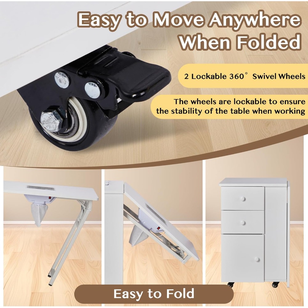 Foldable Manicure Table Nail T - Beauty Makeup Table ulasan dan harga