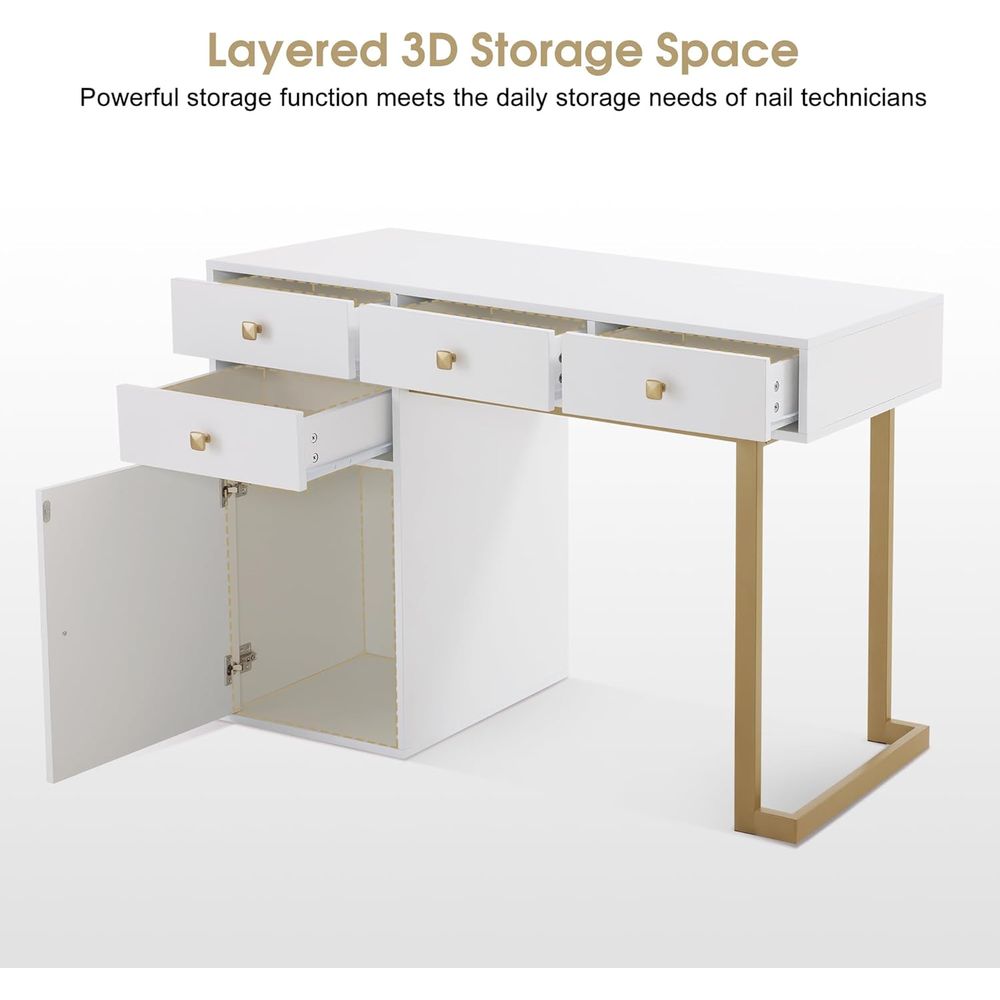 Manicure Table with Storage, N - Beauty Makeup Table ulasan dan harga