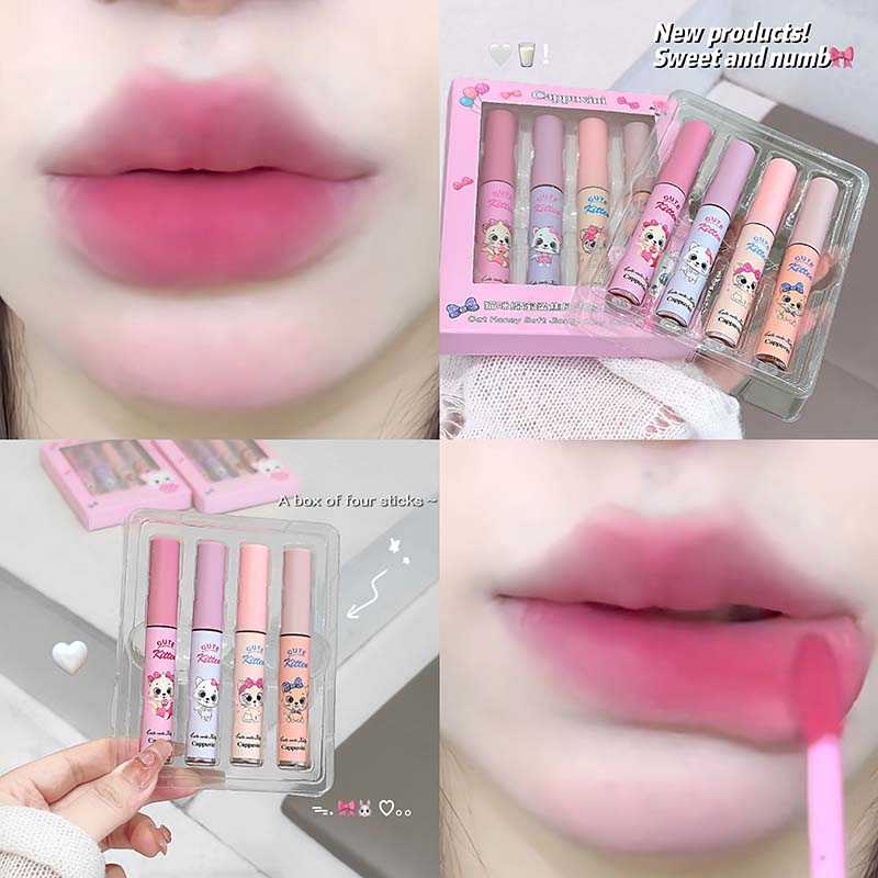 4-Pack Pink Cat Mist Lip Mud S - J Beauty Makeup ulasan dan harga
