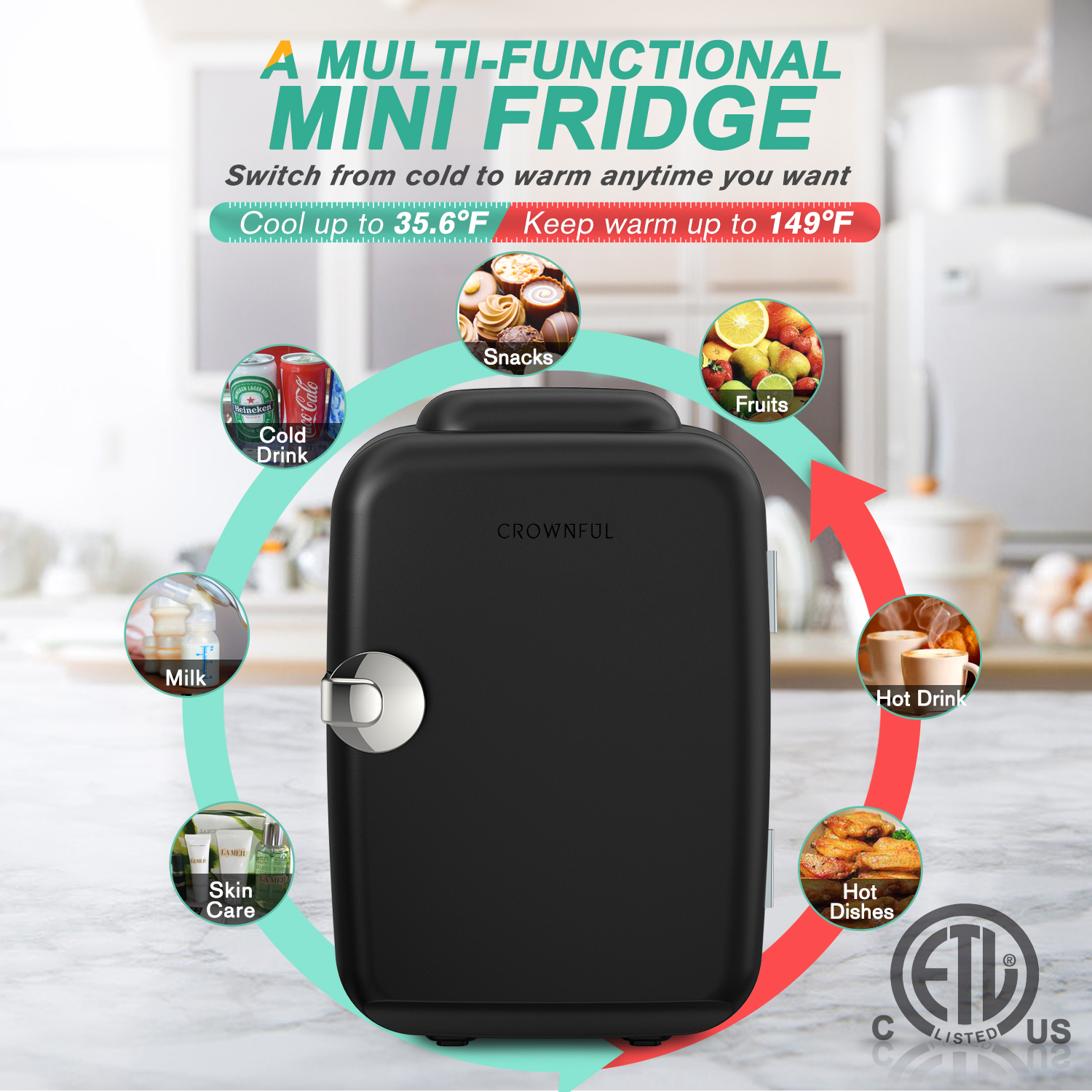 Crownful 4L Mini Fridge 110V 2 - Beauty Makeup Fridge ulasan dan harga