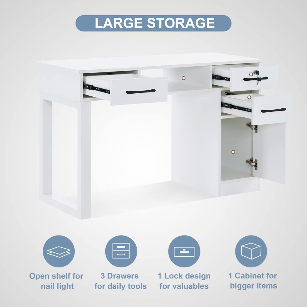 Nail Makeup Desk with Drawers  - Beauty Makeup Table ulasan dan harga