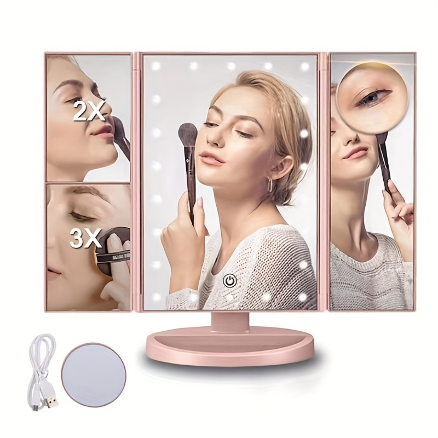 Tri-Fold LED Makeup Mirror wit - Beauty Makeup Design ulasan dan harga