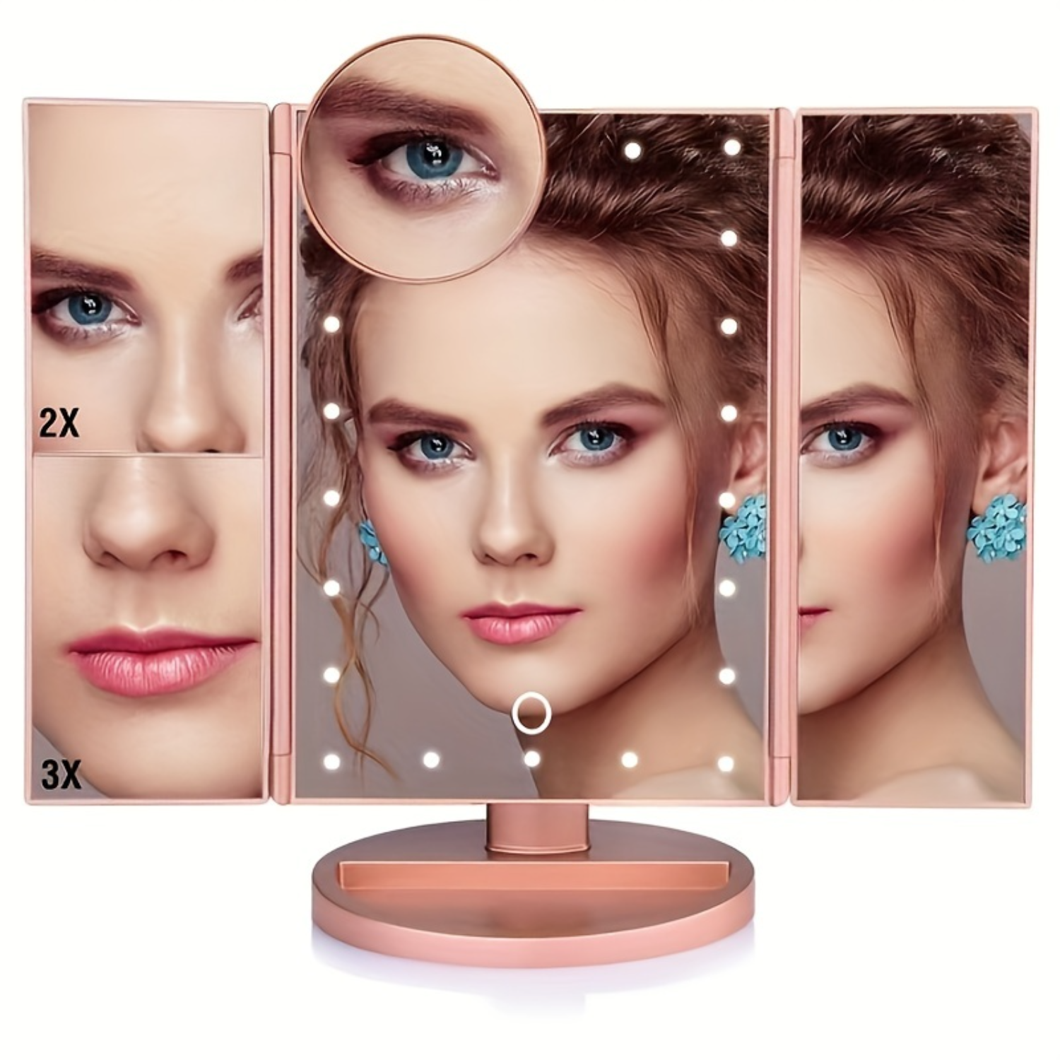 Tri-Fold LED Makeup Mirror wit - Beauty Makeup Design ulasan dan harga