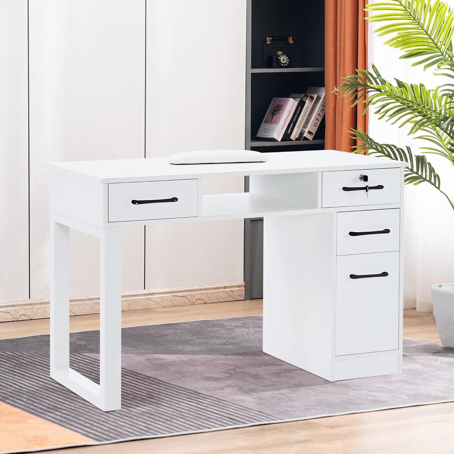 Nail Makeup Desk with Drawers  - Beauty Makeup Table ulasan dan harga
