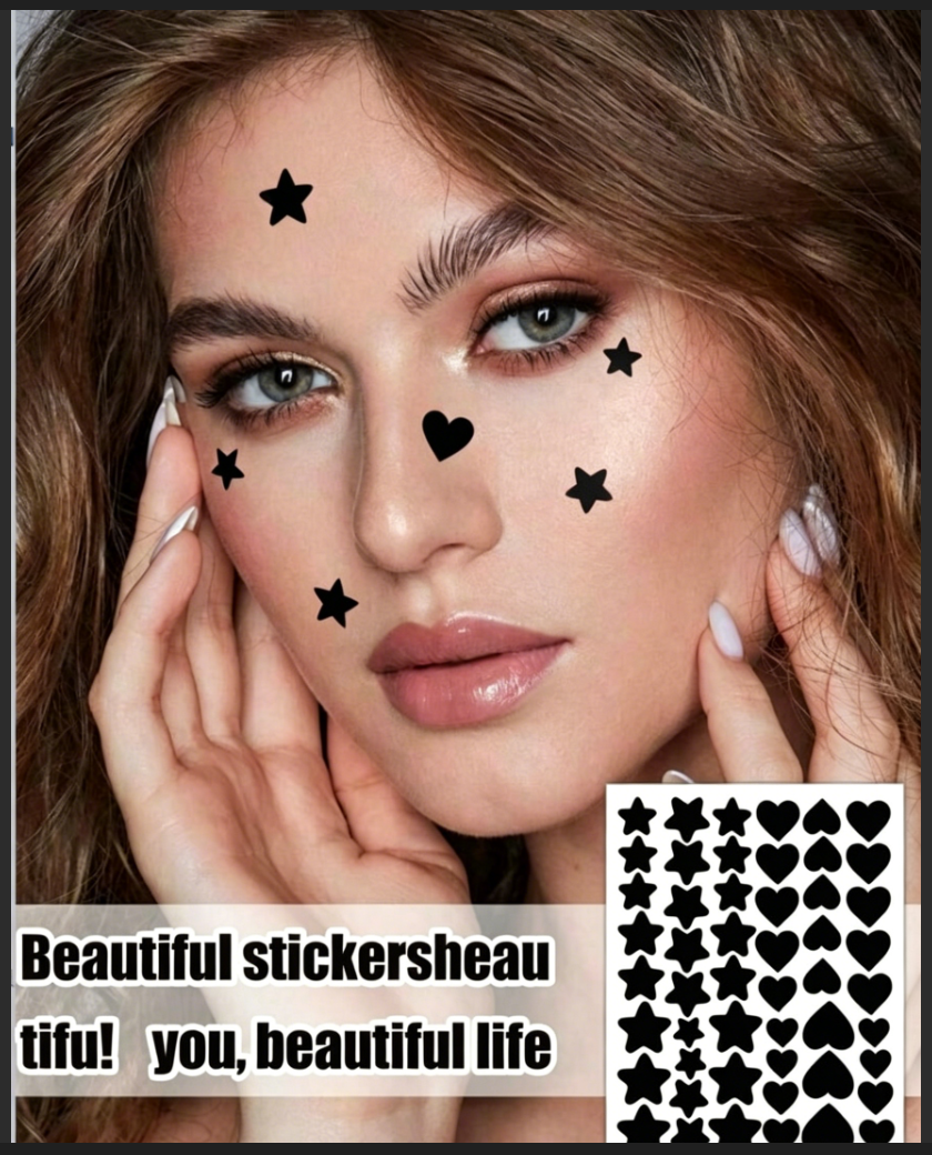 51Pcs Star Heart Face Stickers - Beauty Makeup Design ulasan dan harga